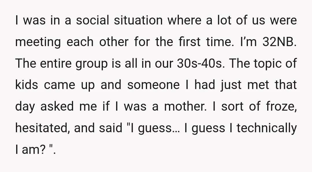 I was in a social situation where a lot of us were meeting each other for the first time. I’m 32NB. The entire group is all in our 30s-40s. The...