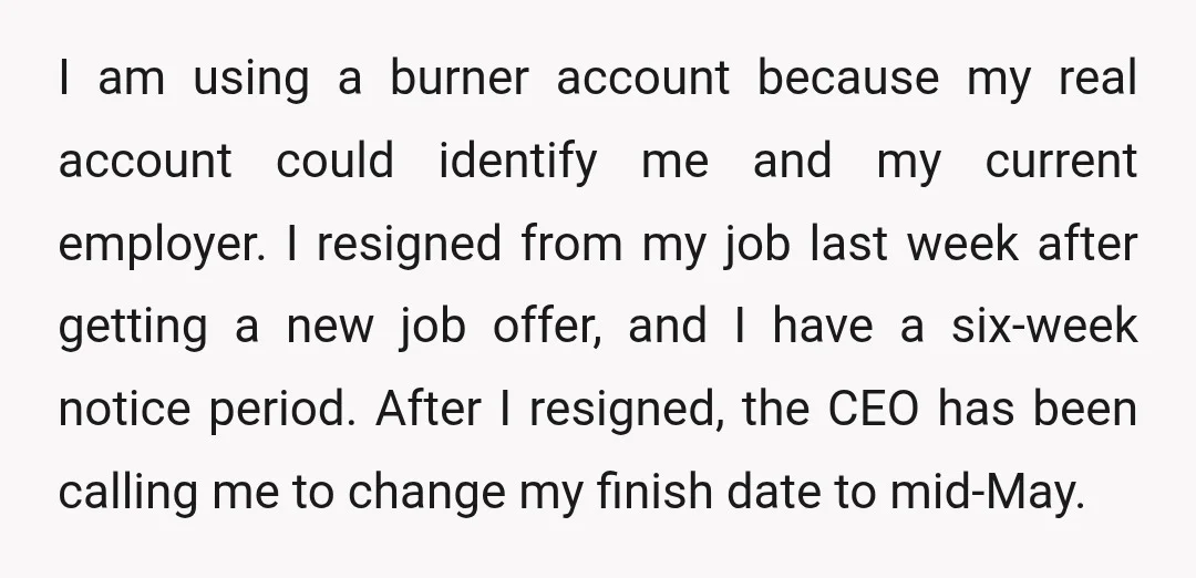 I am using a burner account because my real account could identify me and my current employer. I resigned from my job last week after getting a new job offer,...
