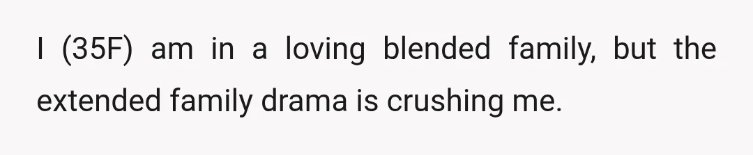 I (35F) am in a loving blended family, but the extended family drama is crushing me.
