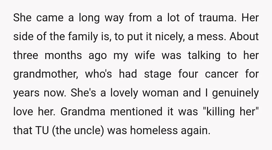 She came a long way from a lot of trauma. Her side of the family is, to put it nicely, a mess. About three months ago my wife was talking...