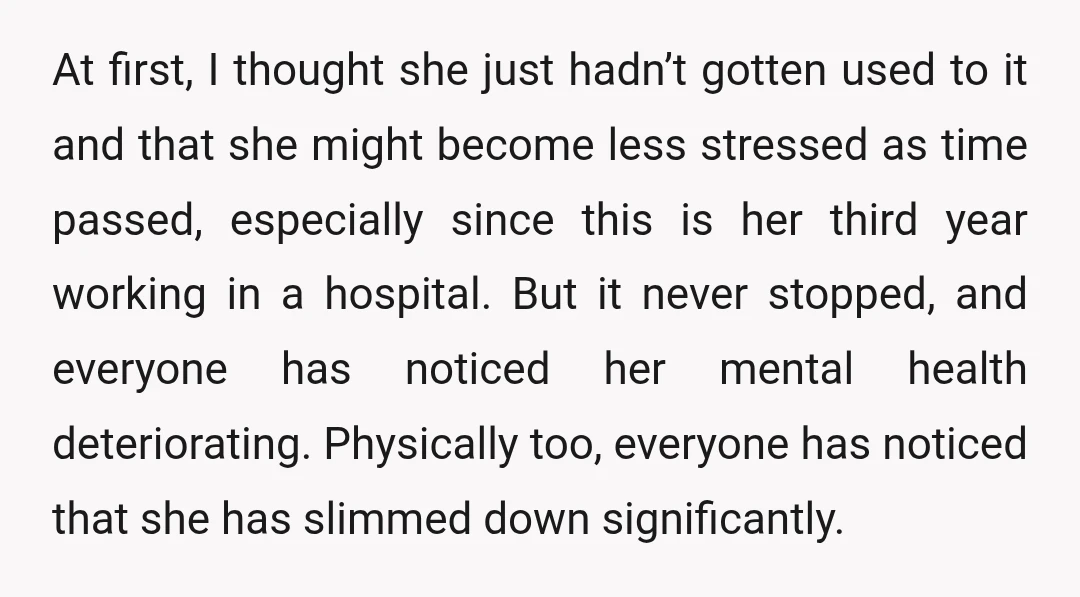 At first, I thought she just hadn’t gotten used to it and that she might become less stressed as time passed, especially since this is her third year working in...