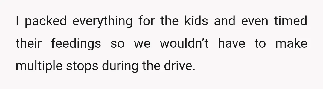 I packed everything for the kids and even timed their feedings so we wouldn’t have to make multiple stops during the drive.