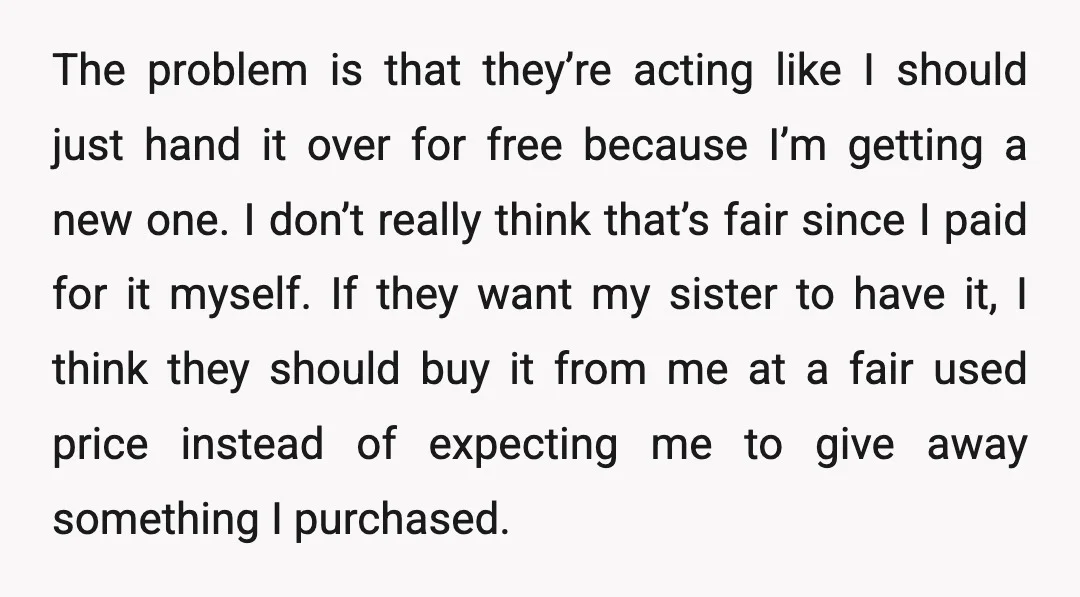 The problem is that they’re acting like I should just hand it over for free because I’m getting a new one. I don’t really think that’s fair since I paid...