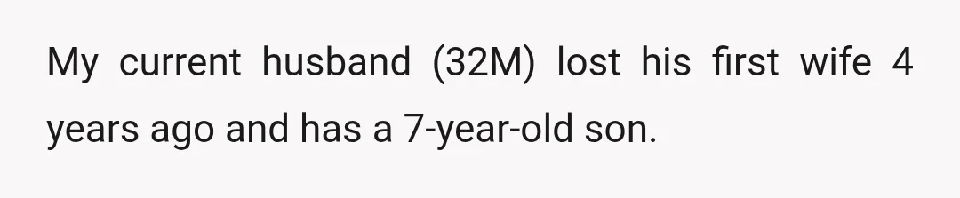 My current husband (32M) lost his first wife 4 years ago and has a 7-year-old son.