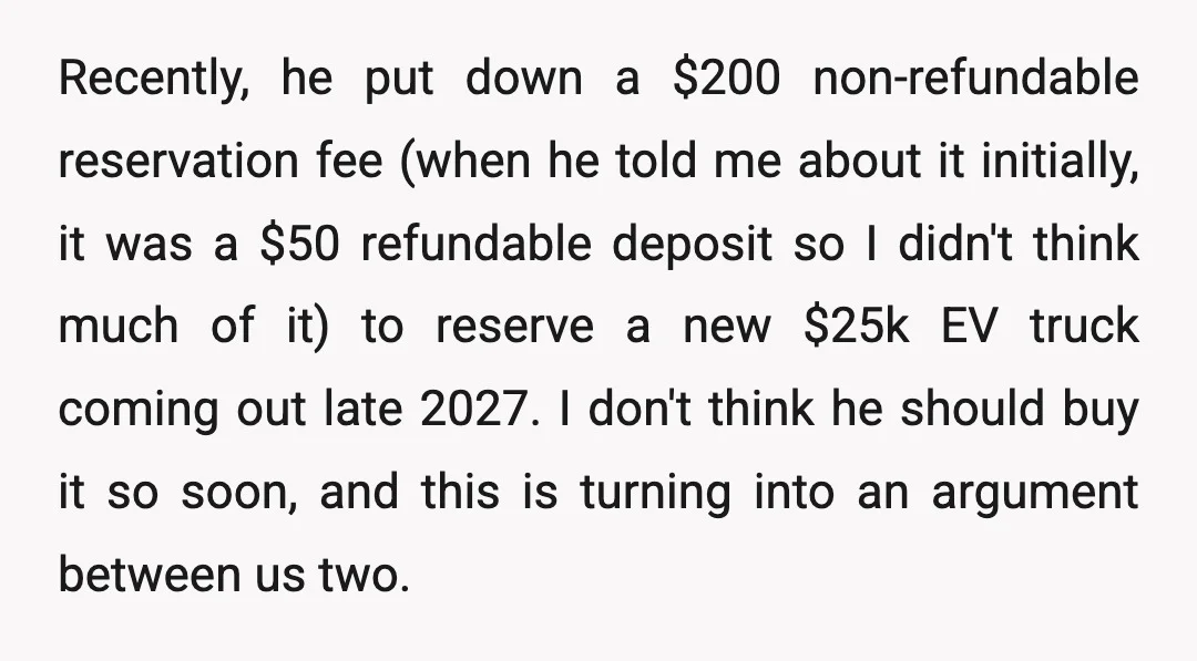 Recently, he put down a $200 non-refundable reservation fee (when he told me about it initially, it was a $50 refundable deposit so I didn't think much of it) to...