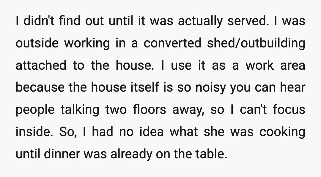 I didn't find out until it was actually served. I was outside working in a converted shed/outbuilding attached to the house. I use it as a work area because the...