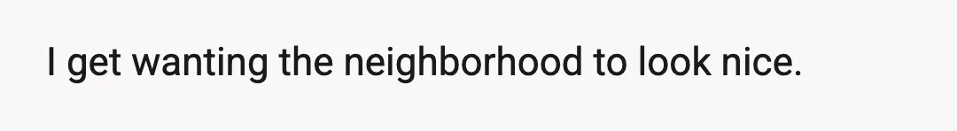 I get wanting the neighborhood to look nice.