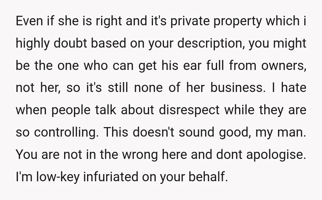 u/amalgaman I think your wife is why you’re in therapy. NTA. People should be able to disagree. You should check to see if it’s private property though. However, if it’s...