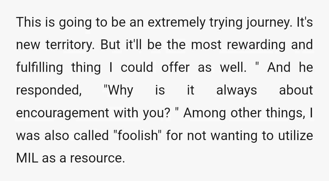 This is going to be an extremely trying journey. It's new territory. But it'll be the most rewarding and fulfilling thing I could offer as well. " And he responded,...