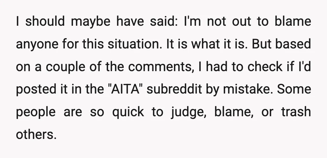 I should maybe have said: I'm not out to blame anyone for this situation. It is what it is. But based on a couple of the comments, I had to...