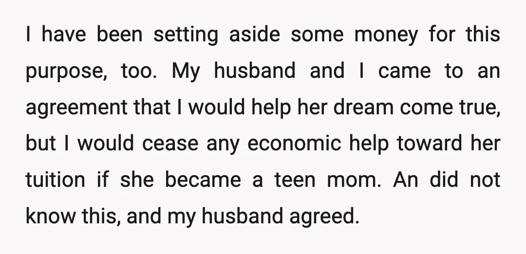 I have been setting aside some money for this purpose, too. My husband and I came to an agreement that I would help her dream come true, but I would...