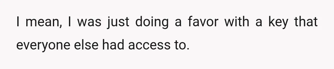 I mean, I was just doing a favor with a key that everyone else had access to.