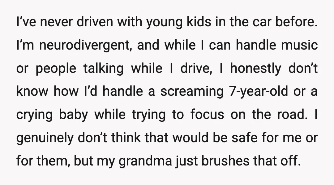 I’ve never driven with young kids in the car before. I’m neurodivergent, and while I can handle music or people talking while I drive, I honestly don’t know how I’d...
