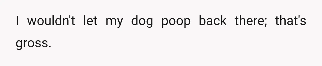 I wouldn't let my dog poop back there; that's gross.