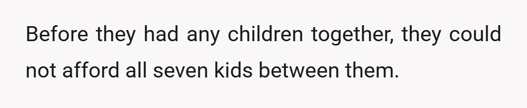 Before they had any children together, they could not afford all seven kids between them.
