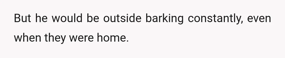 But he would be outside barking constantly, even when they were home.