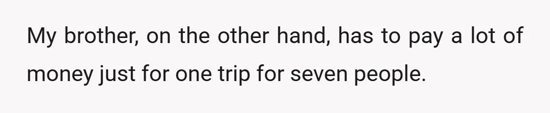 My brother, on the other hand, has to pay a lot of money just for one trip for seven people.