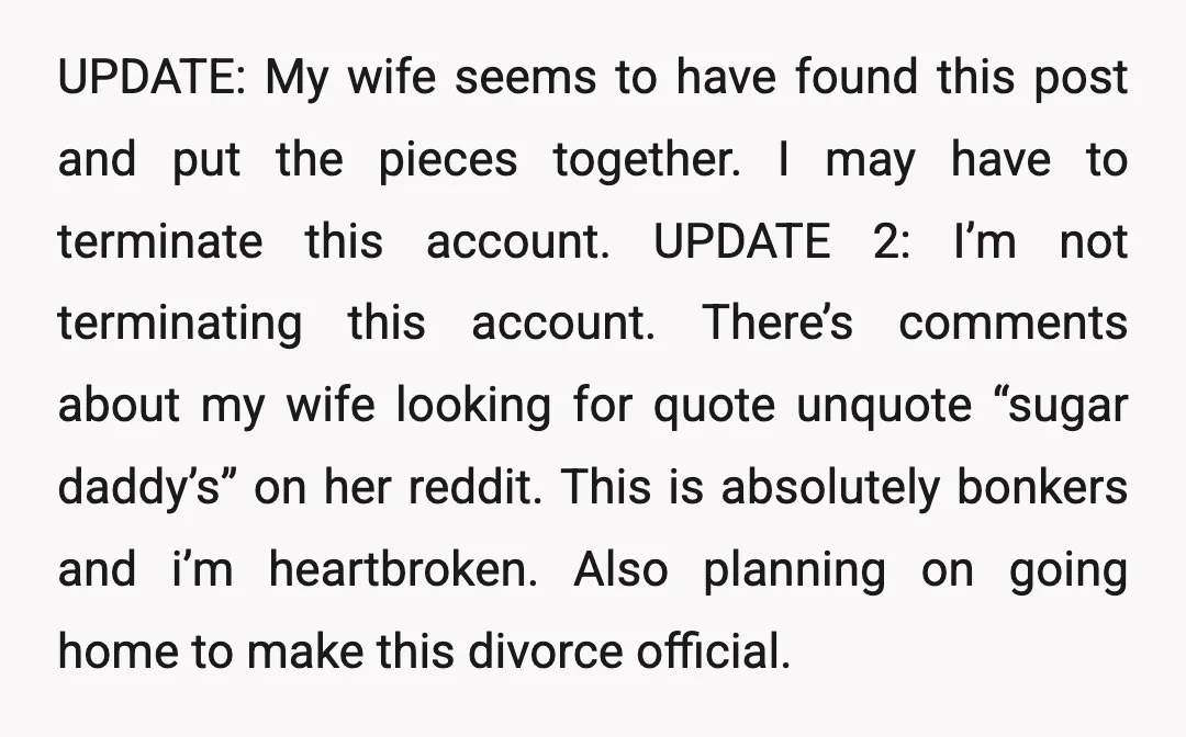 UPDATE: My wife seems to have found this post and put the pieces together. I may have to terminate this account. UPDATE 2: I’m not terminating this account. There’s comments...