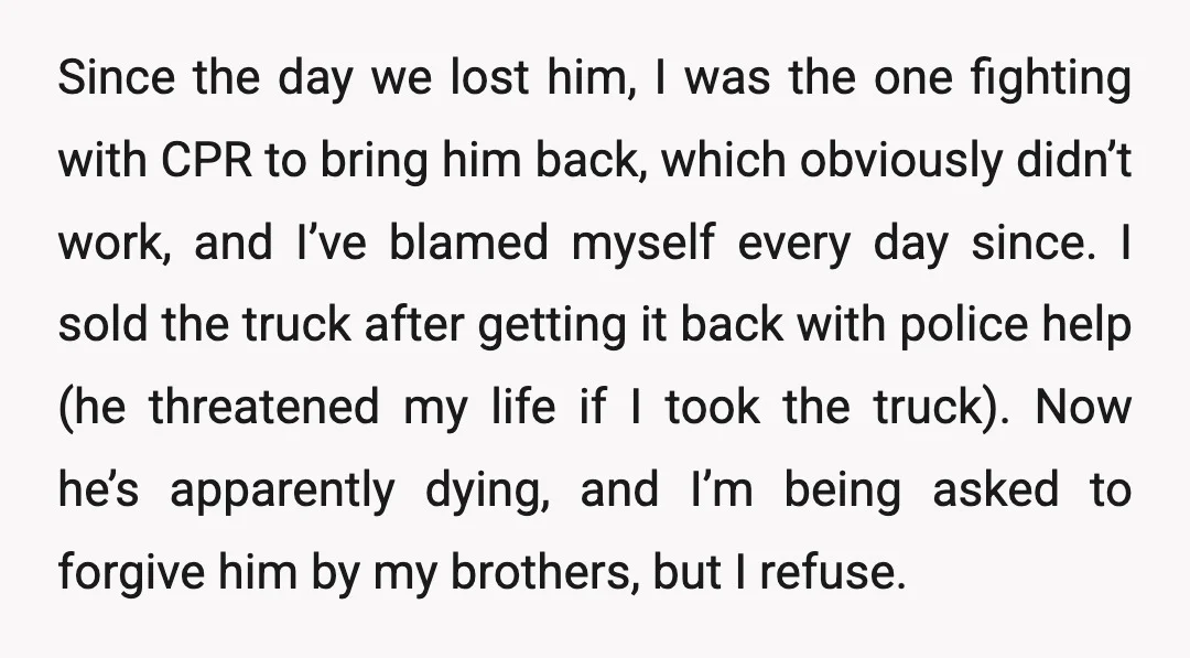 Since the day we lost him, I was the one fighting with CPR to bring him back, which obviously didn’t work, and I’ve blamed myself every day since. I sold...