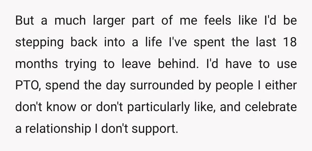 But a much larger part of me feels like I'd be stepping back into a life I've spent the last 18 months trying to leave behind. I'd have to use...