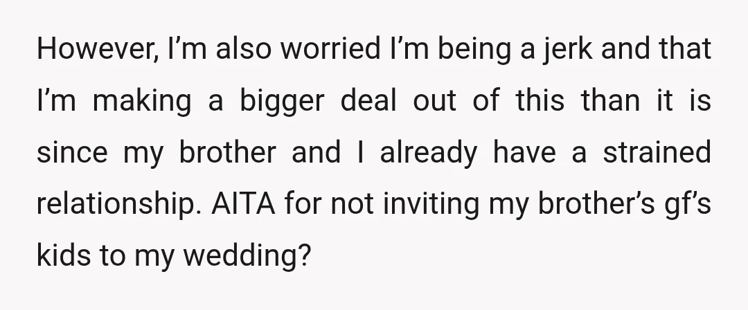 However, I’m also worried I’m being a jerk and that I’m making a bigger deal out of this than it is since my brother and I already have a strained...