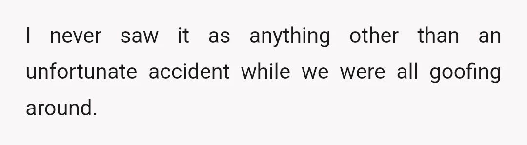 I never saw it as anything other than an unfortunate accident while we were all goofing around.