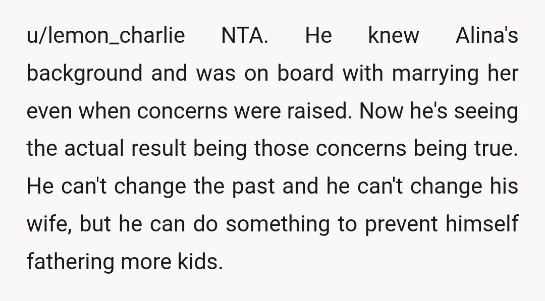 u/eatencrow Cameron is aware of how children are conceived, yes? NTA Cameron is not a cork bobbling along at the mercy of the ocean tides. He has agency. He can...