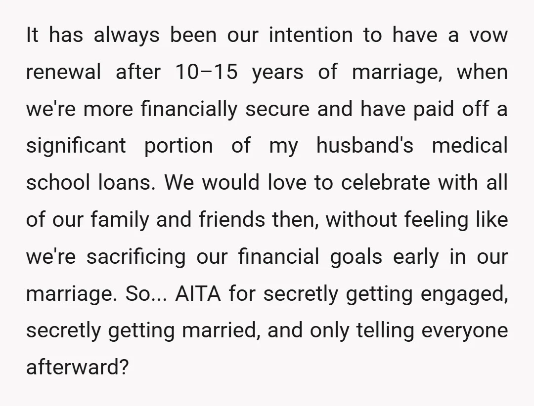 It has always been our intention to have a vow renewal after 10–15 years of marriage, when we're more financially secure and have paid off a significant portion of my...