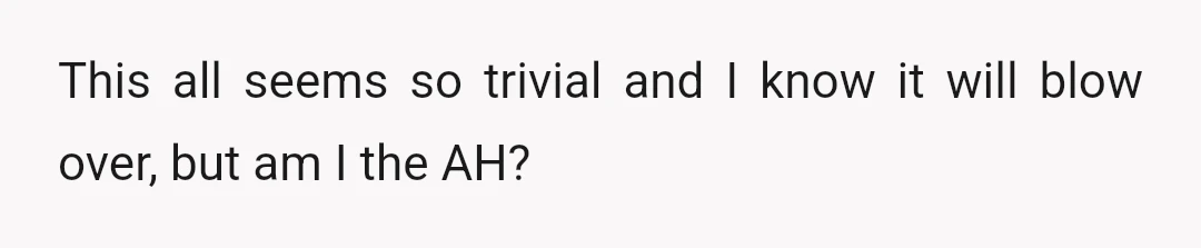 This all seems so trivial and I know it will blow over, but am I the AH?