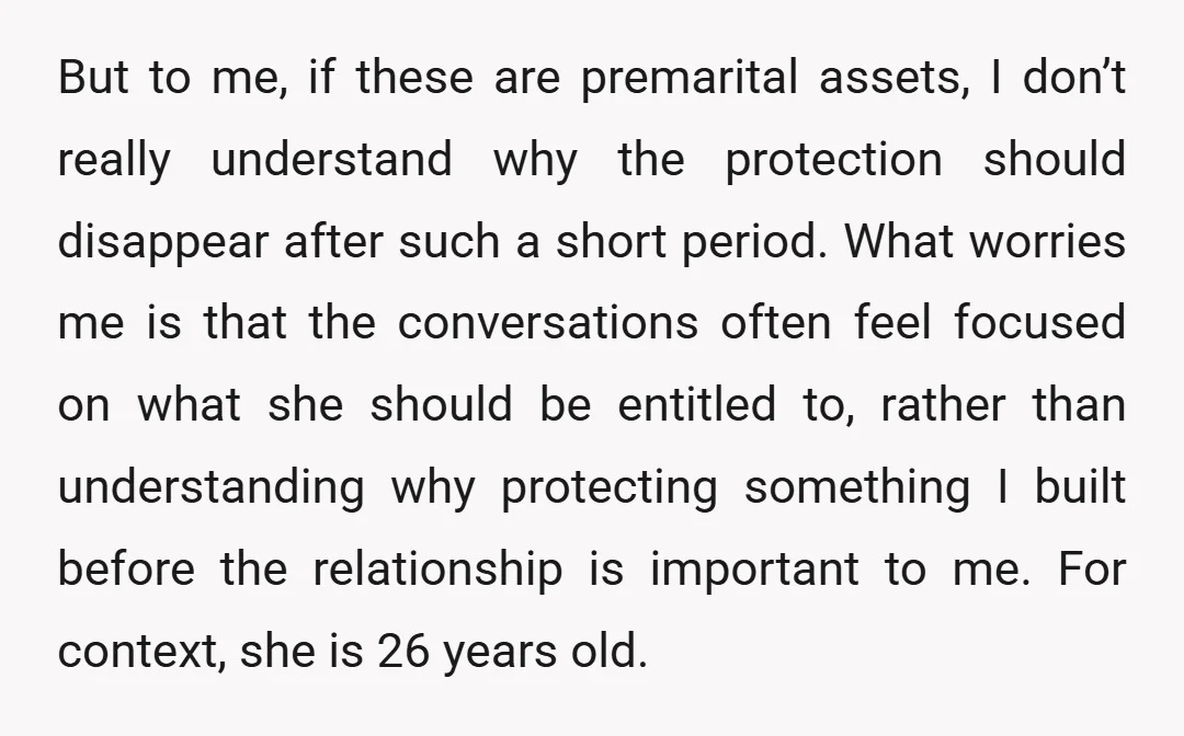 But to me, if these are premarital assets, I don’t really understand why the protection should disappear after such a short period. What worries me is that the conversations often...