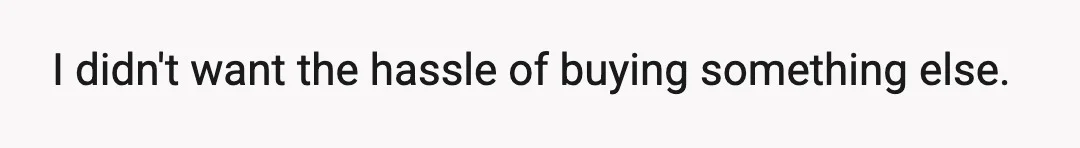 I didn't want the hassle of buying something else.