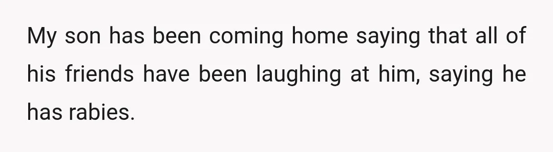 My son has been coming home saying that all of his friends have been laughing at him, saying he has rabies.