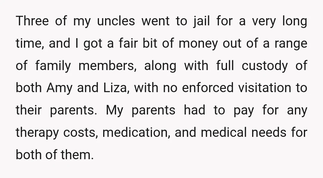 Three of my uncles went to jail for a very long time, and I got a fair bit of money out of a range of family members, along with full...