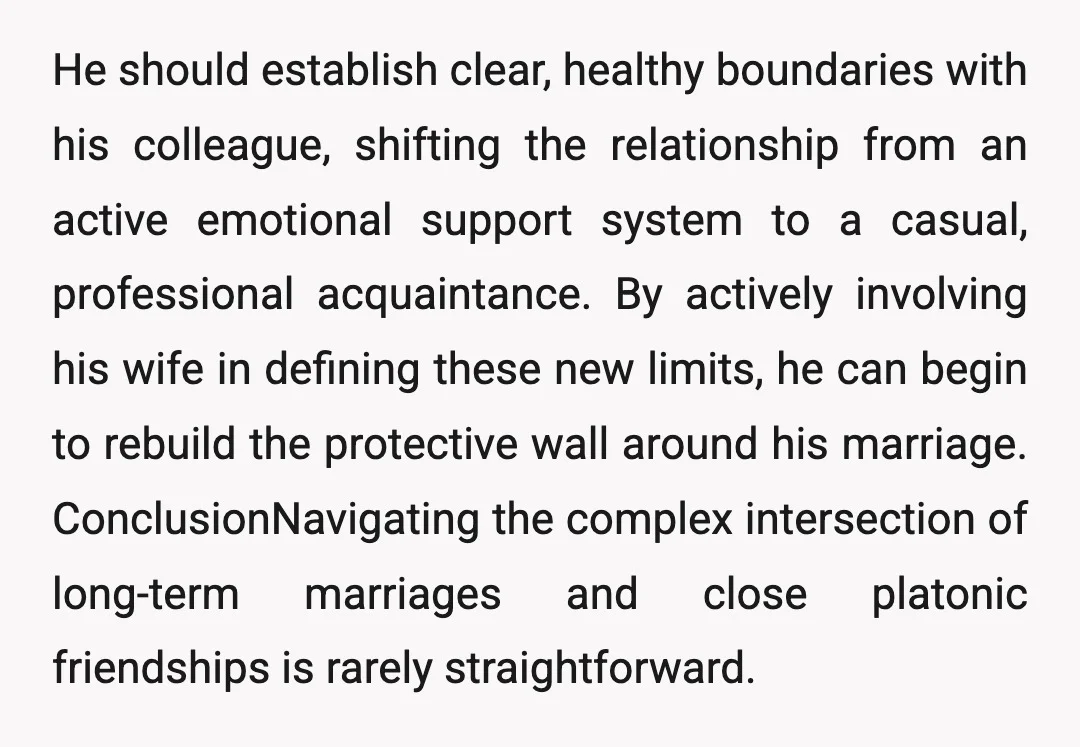 What one partner views as simple empathy and support, another may experience as a subtle, ongoing threat to their marital security. In this case, a decade of silent resentment has...
