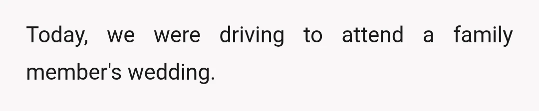 Today, we were driving to attend a family member's wedding.