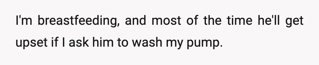 I'm breastfeeding, and most of the time he'll get upset if I ask him to wash my pump.