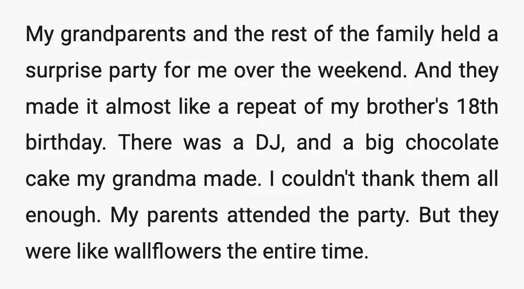 My grandparents and the rest of the family held a surprise party for me over the weekend. And they made it almost like a repeat of my brother's 18th birthday....