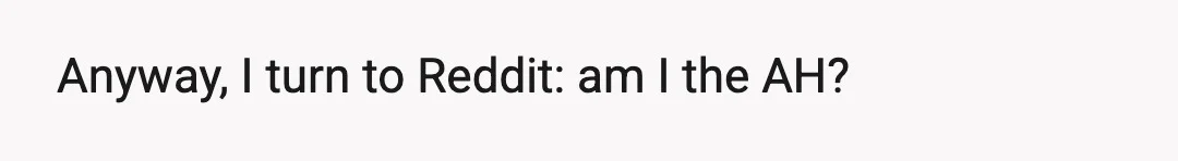 Anyway, I turn to Reddit: am I the AH?