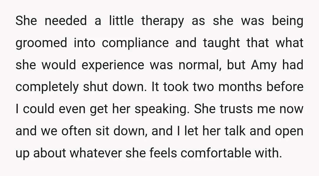 Her stories often have me struggling to hold back tears while I comfort her. I did get Amy a service dog a few months ago, tailored towards the emotional support...