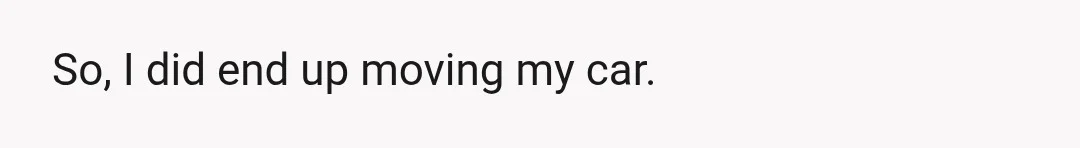 So, I did end up moving my car.