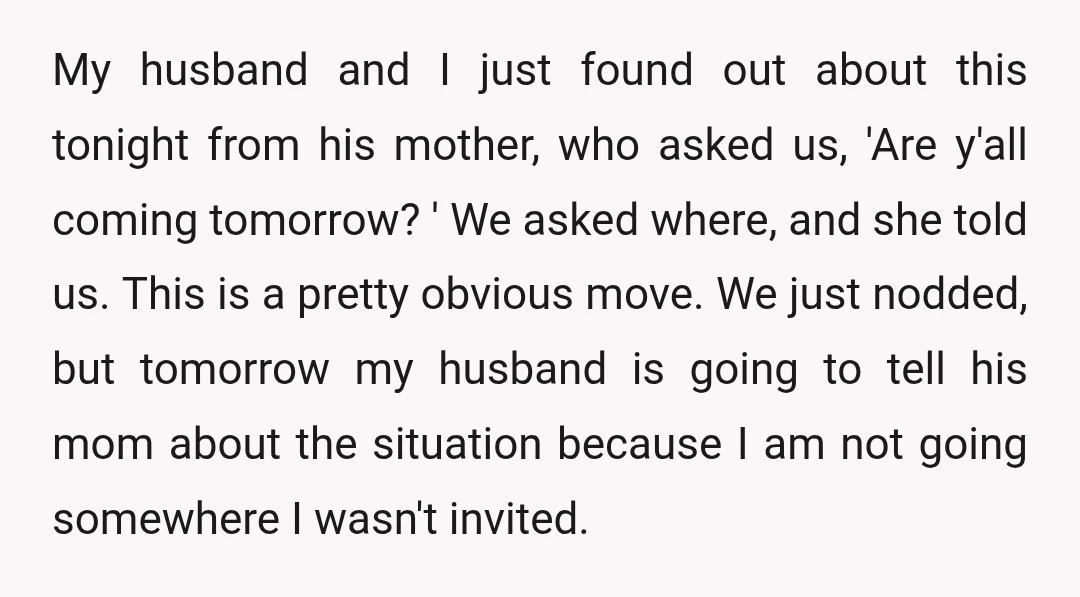 My husband and I just found out about this tonight from his mother, who asked us, 'Are y'all coming tomorrow? ' We asked where, and she told us. This is...