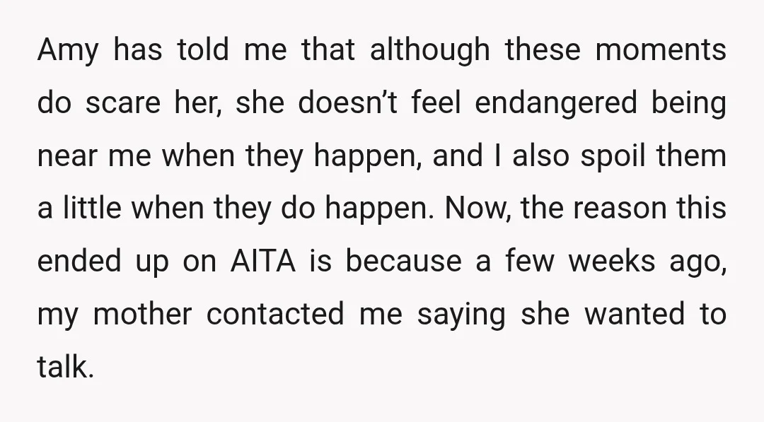 I was hesitant but agreed, and we met up in the next town over so there was no way I could be followed home. My mother explained how she was...