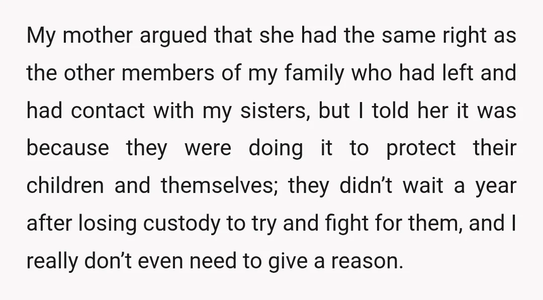 I have custody and she does not. Members of AITA convinced me that when Amy is in a better place mentally and Liza is older, I should bring it up...