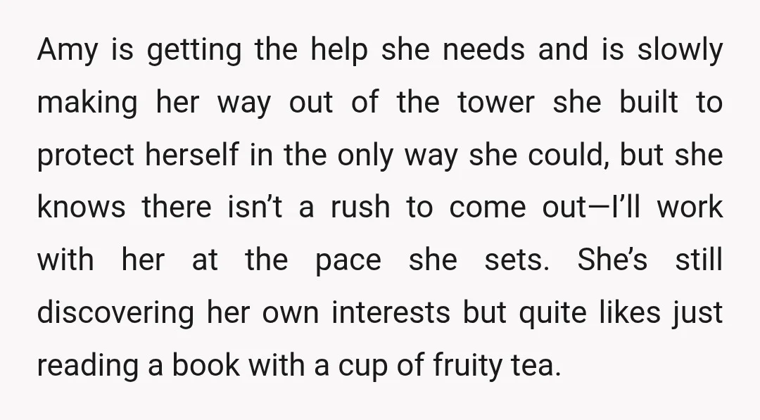 She also has a small collection of stuffed animals (mostly Build-A-Bear) that she adores and takes one with her everywhere—she is sensitive to texture, so the feeling is a comfort...