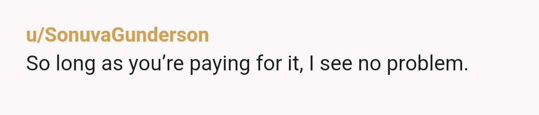 u/SonuvaGunderson
So long as you’re paying for it, I see no problem.
