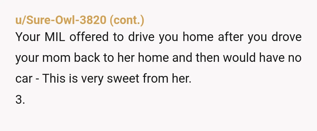 u/Unpredictable_Dear YTA. Every time one of my family members goes in for any procedure with light anesthesia, they're advised not to drive for a full 24 hours. The drugs are...