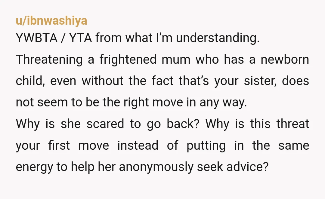 u/robotscantrecaptcha YTA and so is the rest of your family. It sounds like you care much more about 'principle and order' than you do about your sister. Tbh, I hope...