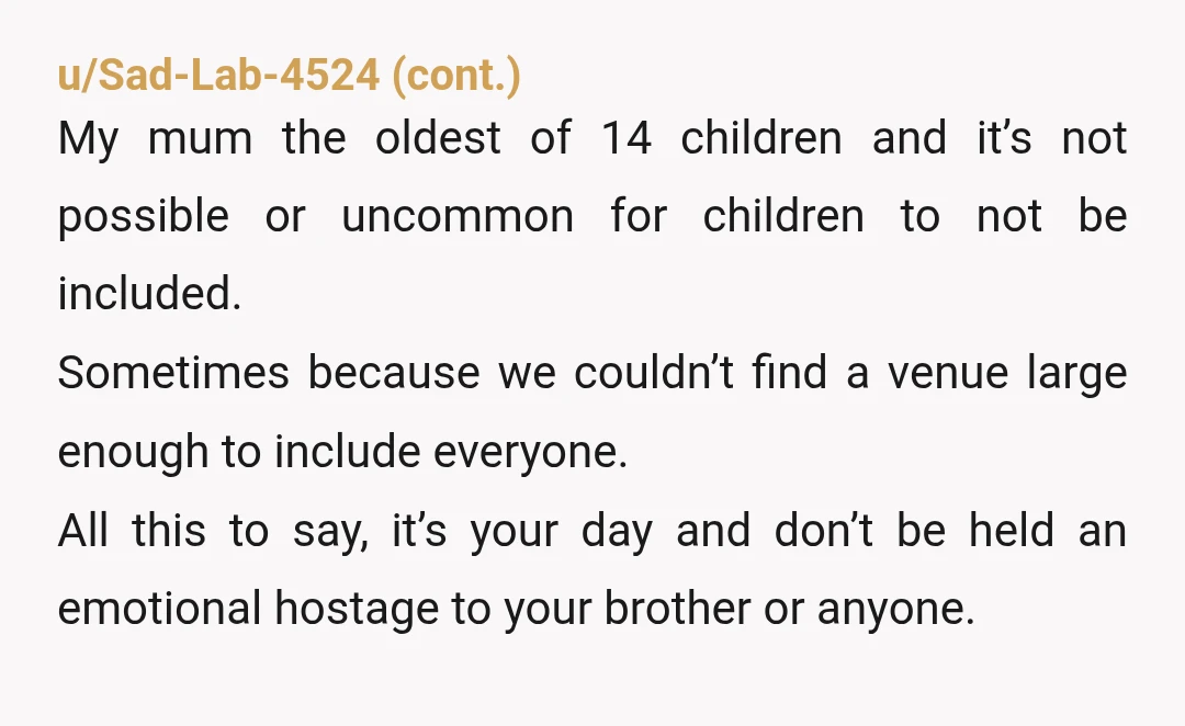 u/MrsNevilleBartos I spent the majority of the reception at my first wedding carrying around a very upset toddler because their parents were too busy drinking and dancing to worry about...