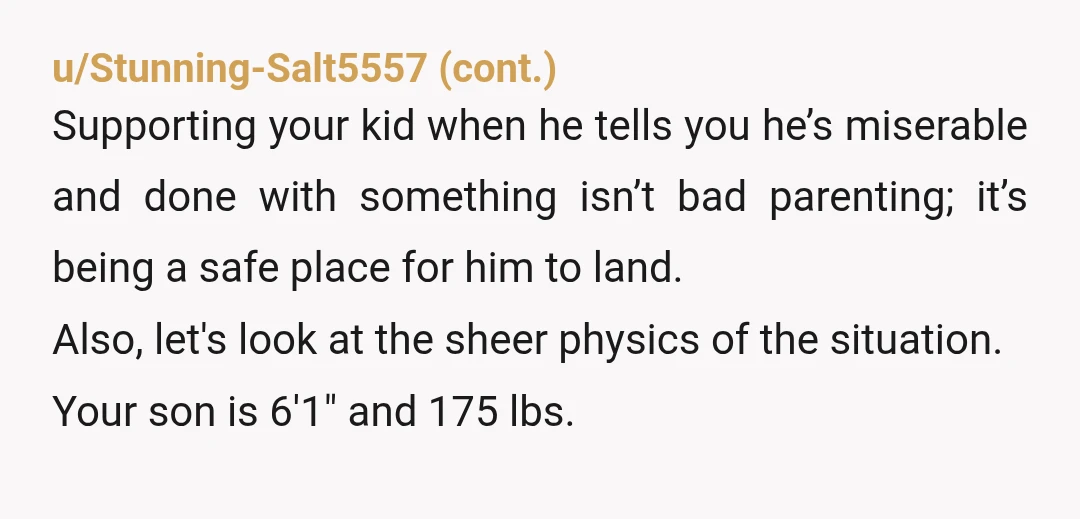 u/Artistic-Tough-7764
Did you tell him to quit or did you allow him to consider choosing what he wants to do?