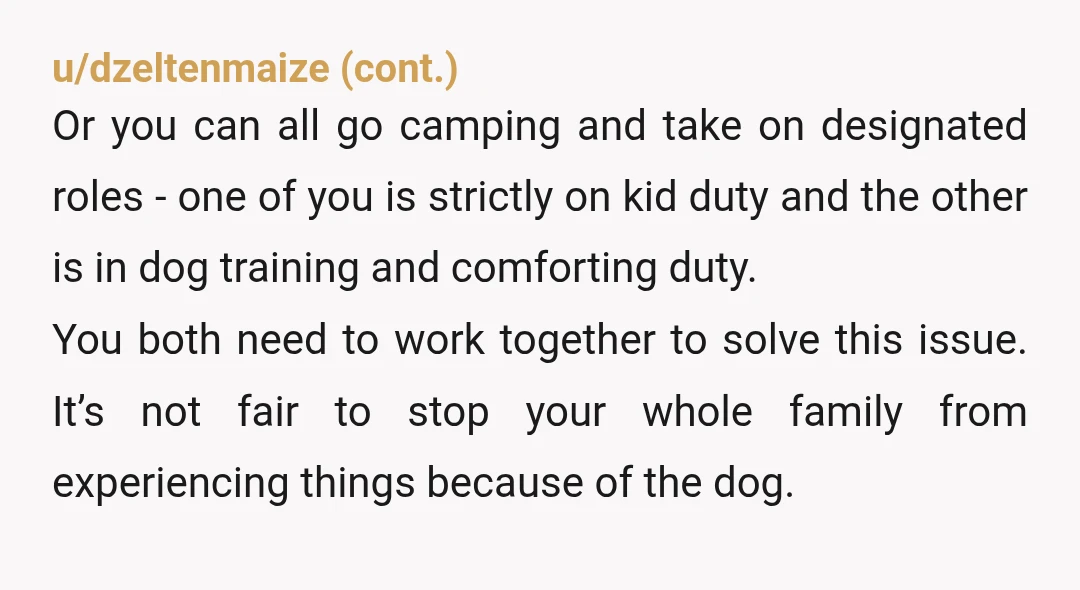 u/squishyg
NAH.
Maybe she feels especially excluded because you’ve been talking about going camping as a family.